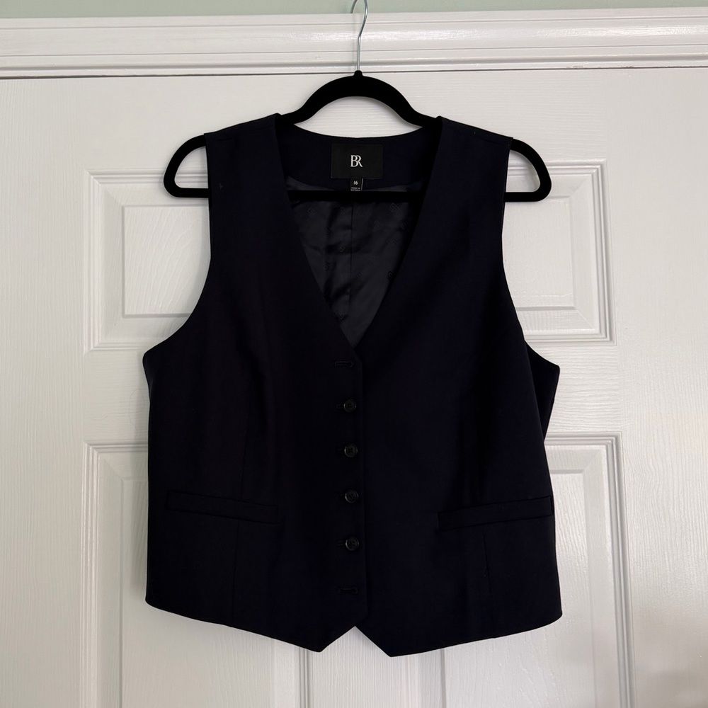 Banana Republic Navy Tailored Button-Front Vest
